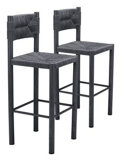 Iska Black Outdoor Barstool (Set of 2)