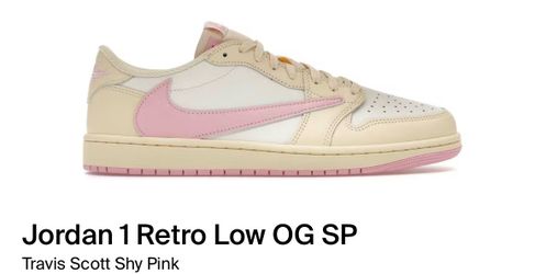 Size 8M Jordan 1 Retro Low OG SP Travis Scott Shy Pink