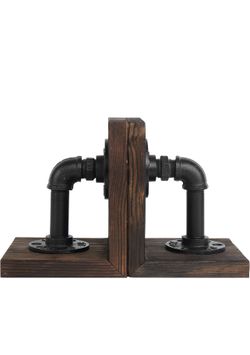 Industrial Wood And Metal Bookends
