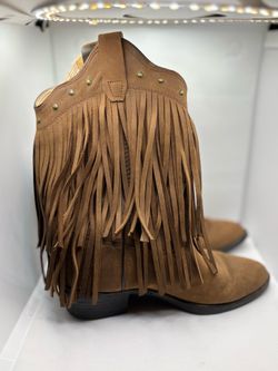 Old West Fringe Suede Cowgirl Boots Size 6