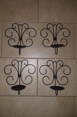 4 pc metal candle holder wall art sconce decor