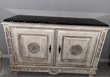 Ornate Sideboard Cabinet with Marble Top