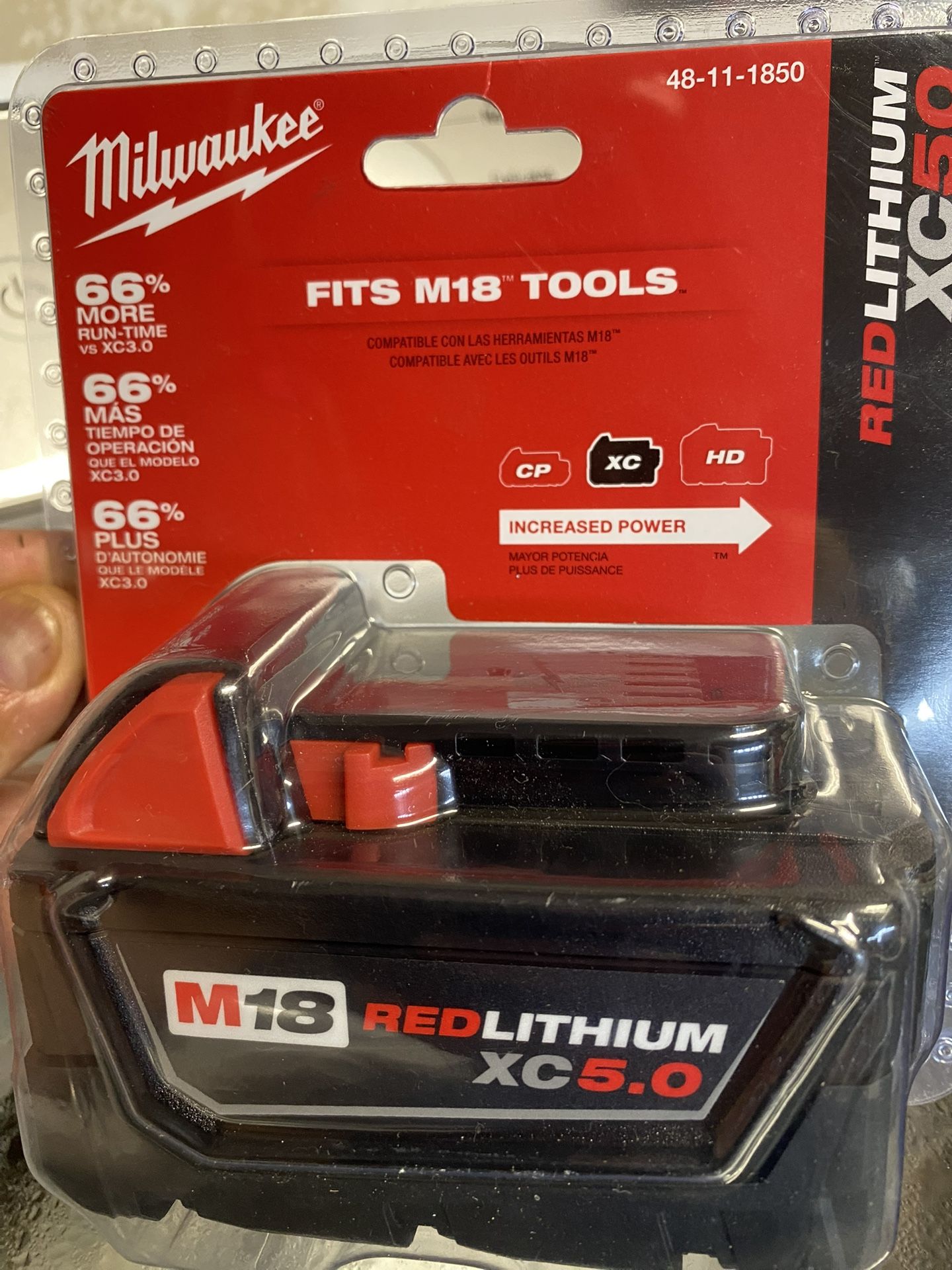 M18 18-Volt 5.0 Ah Lithium-Ion XC Extended Capacity Battery Pack(new)