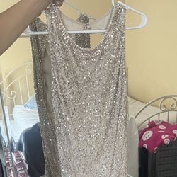 Gold Open Back Sequin Dress 