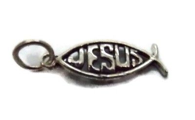 Jesus Christian Fish Pendant Charm .925 Sterling Silver