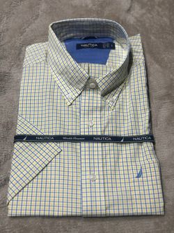 Nautica Mens Button Down Shirt Short Sleeve