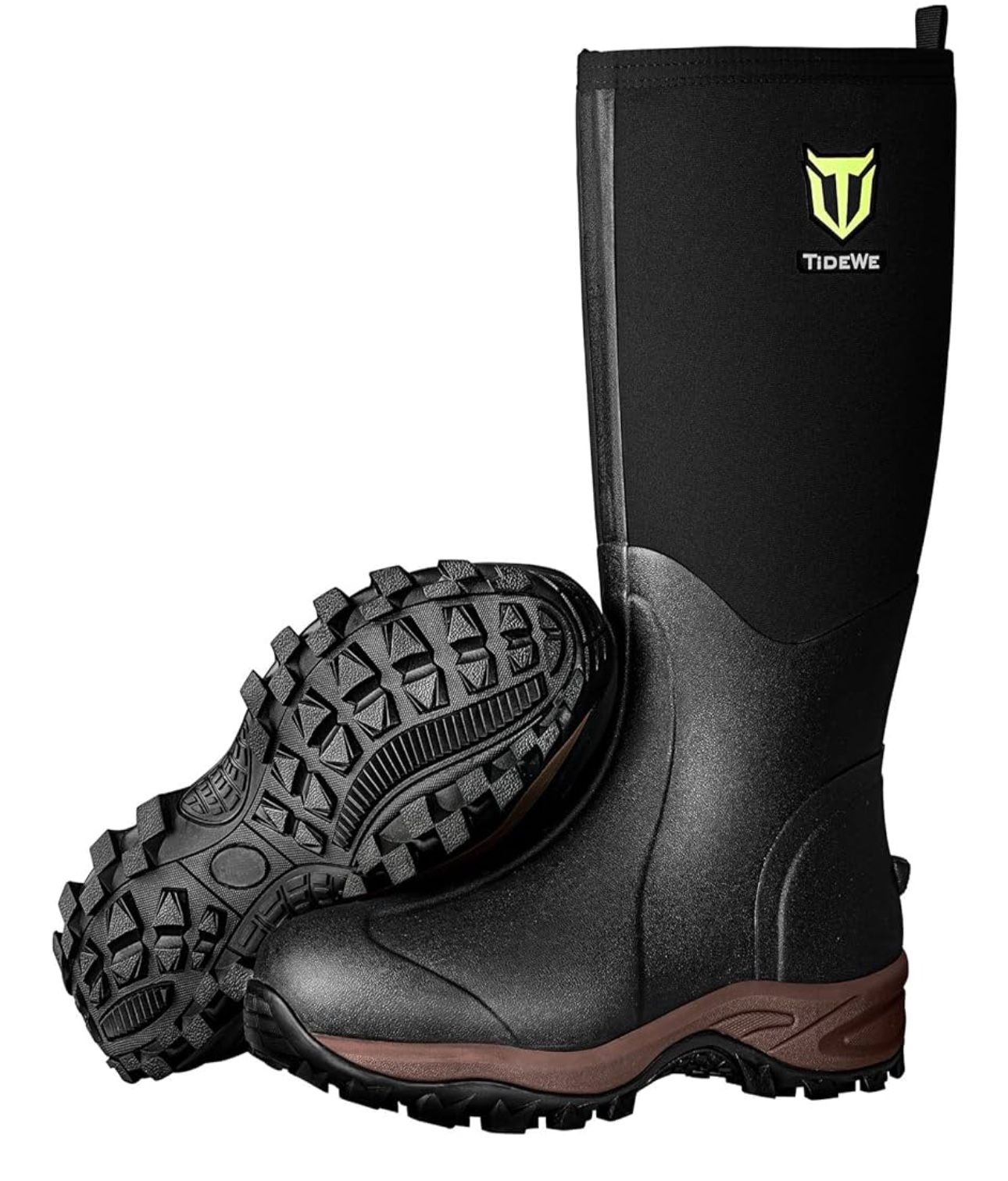 TIDEWE Rubber Neoprene Boots Size 8 Waterproof Black, Brown