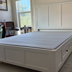 Queen bed frame, head board  and drawers