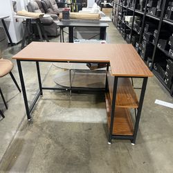 47” Walnut L-Shaped Computer Desk (In The Box)