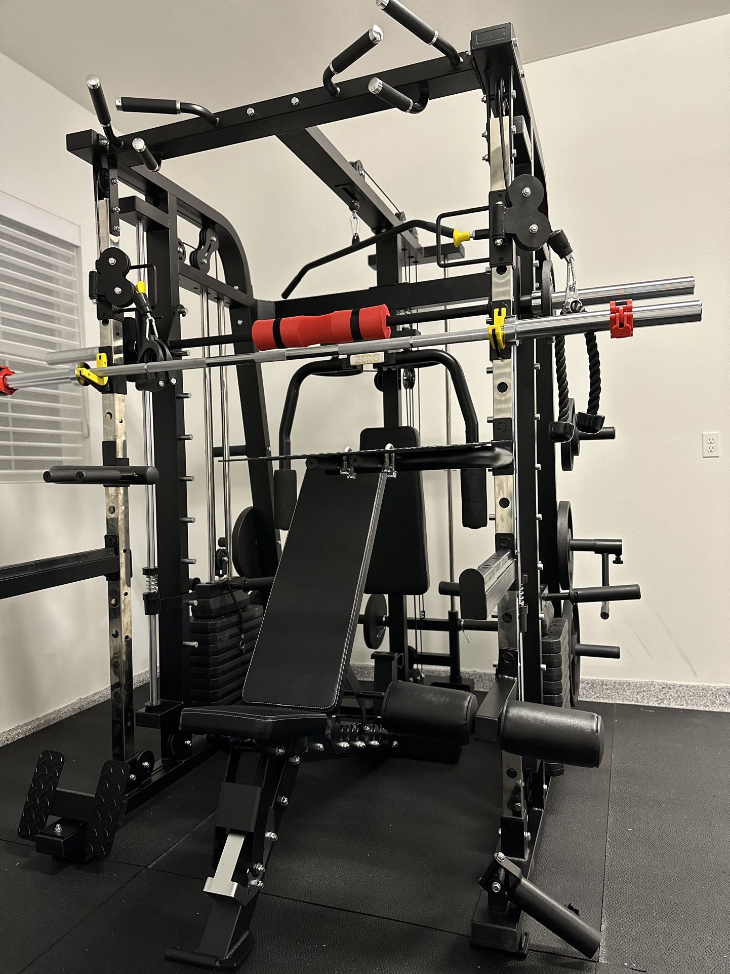 Smith Machine 300 Adjustable Bench 245lb Cast Iron Olympic Weights 7ft Olympic Bar Fitness Gym Equipment FREE DELIVERY 🚚