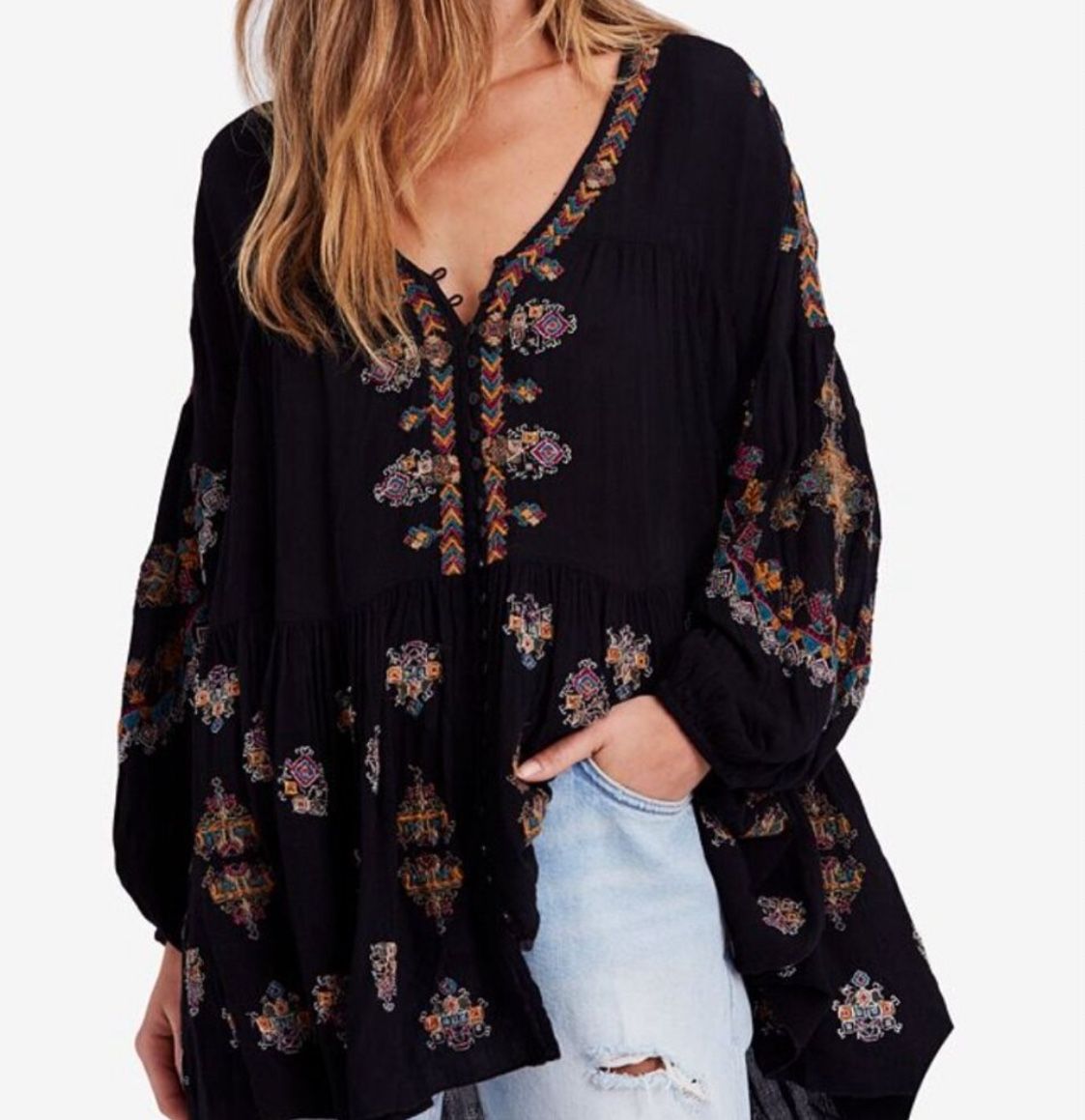 Free People Arianna Embroidered Tunic Dress