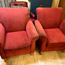 (2) Red Fabric Seats By Sklar Peppler 