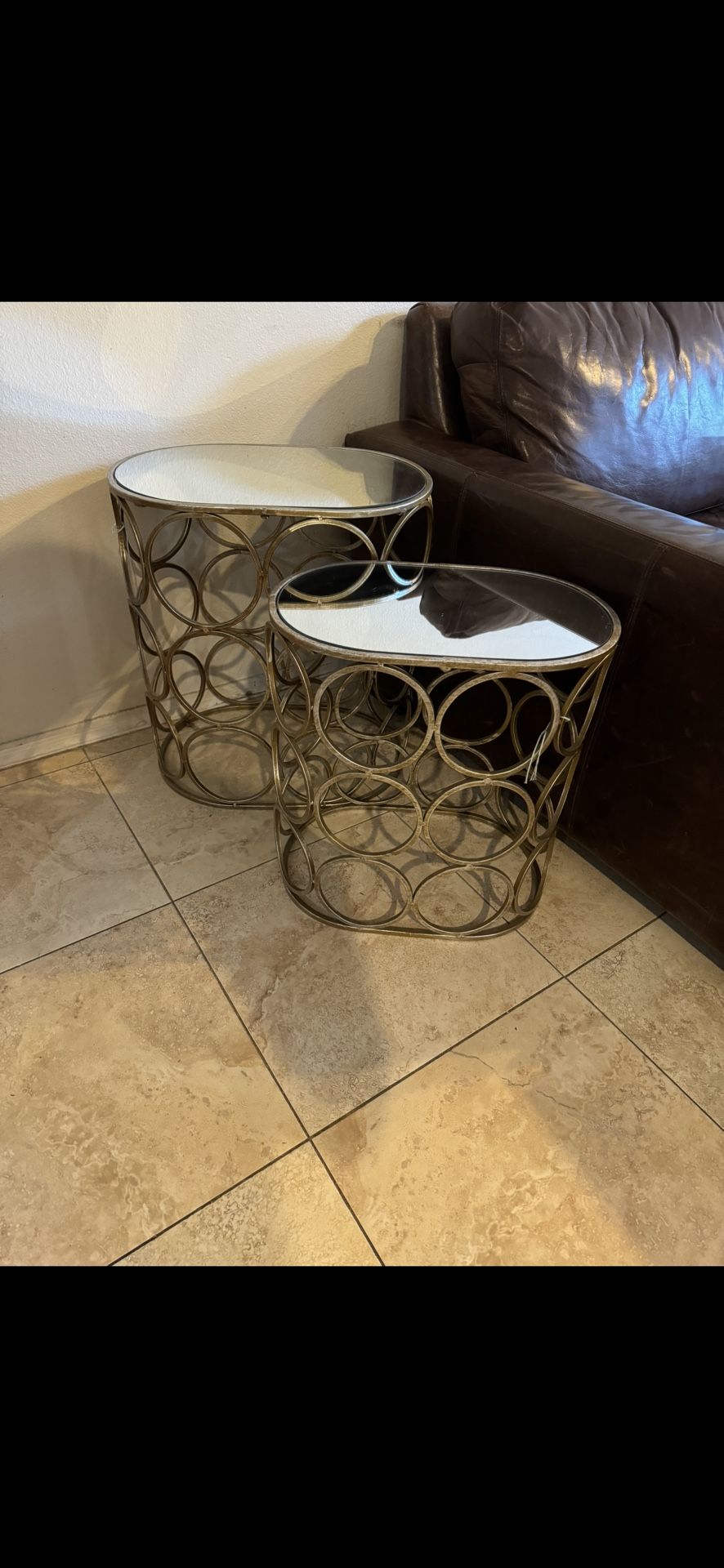 Golden / Mirror Metal Modern Side Tables $40