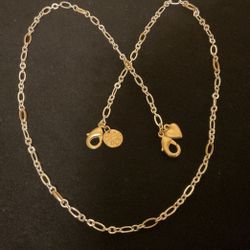 28” 2 Tone(Silver & Gold) Chain Necklace With 2 Charms Attached To Clasp