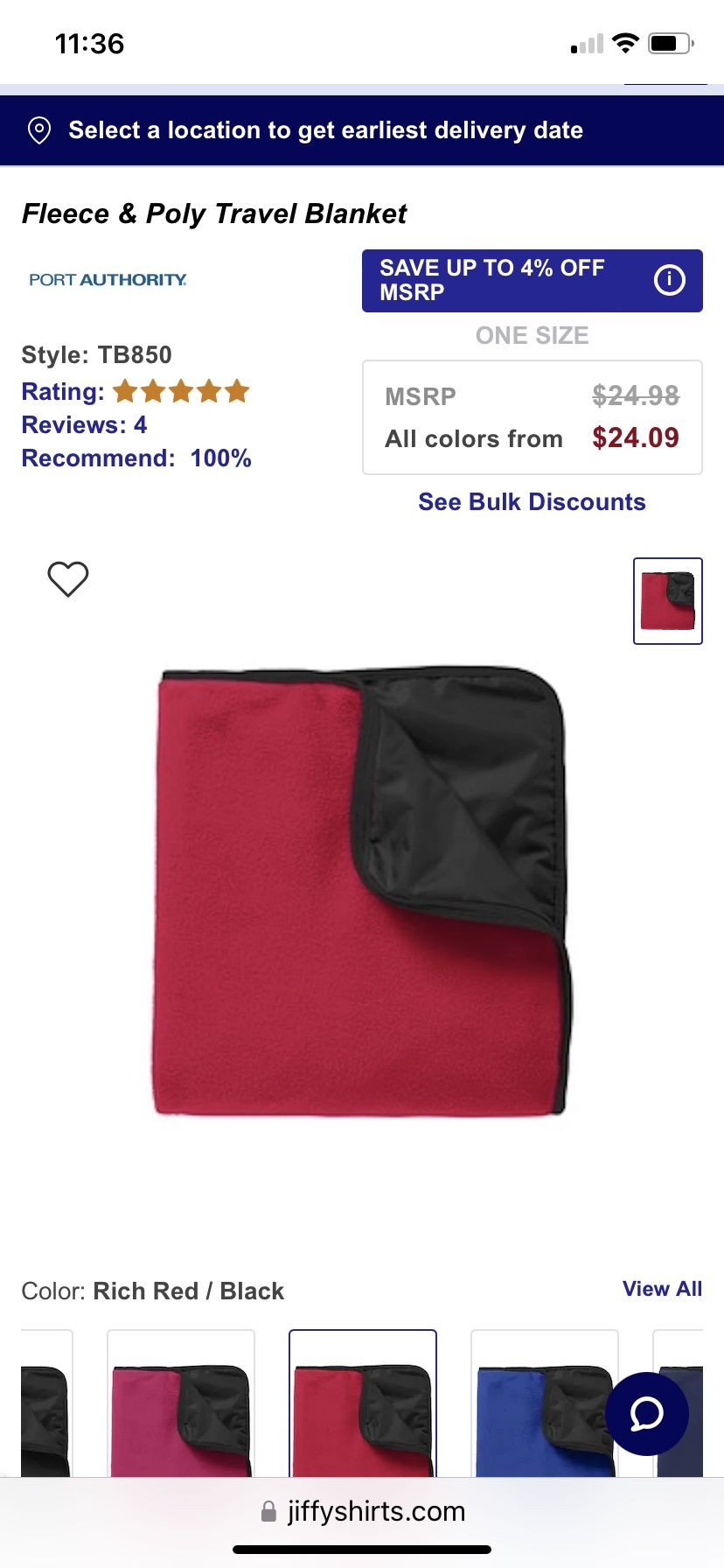 Port Authority Travel Or Camping Blanket