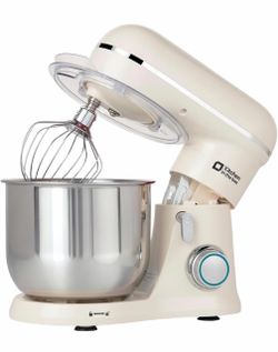Kitchen in the Box 10-Speed Cream White Stand Mixer w/ 3 Attachments – New