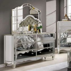 Glam Mirrored 6-Drawer Dresser