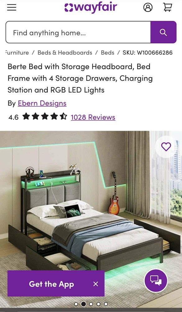 Twin Xl Bedframe with light's drawers and plug-ins. Twin Xl cool gel hybrid mattress. 