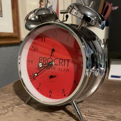Vintage Procrit Old School Wind-Up Alarm Clock Bells - Red Face and Second Hand
