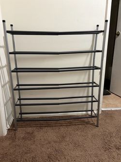 Sturdy expandable metal shoe rack with multiple tiers