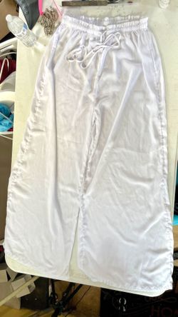Pretty Little Thing Sheer White Wide Leg Beach Cover Up Pants Size 12
