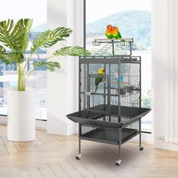 61" Large Bird Cage for Parrot, Macaw Conure Cockatiel Cockatoo Pet House
