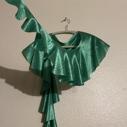 Costume Made Sparkling Lame Green Fabric Accent Shawl Scarf 