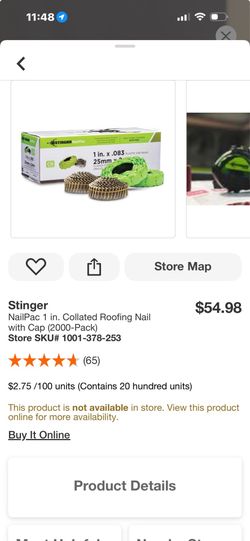 NailPac 1 in. Collated Roofing Nail with Cap (2000-Pack) Store SKU# 1001-378-253