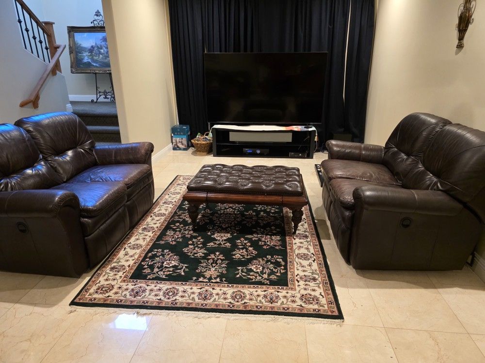 leather couches and center table