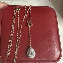 925 Gold Over Sterling Silver Genuine Tear Drop Shaped White Topaz, Designer Ross Simon,  17in Chain , Drop Is 1.5 In. , Topaz Tested In Last Photo