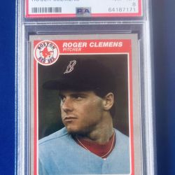 1985 Fleer Roger Clemens Rookie Baseball Card Graded PSA 8