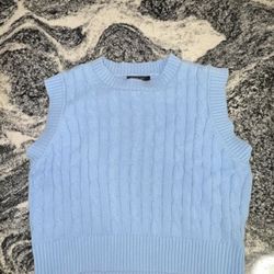 Forever 21 Blue Sleeveless Cable Knit Sweater Vest - Size Large (L)