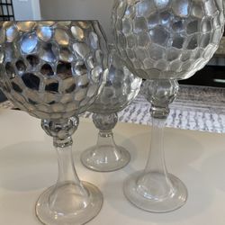 Modern Silver Candle Holders (set Of 3)