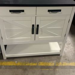 Console Table with 2-Door Cabinet Bar,