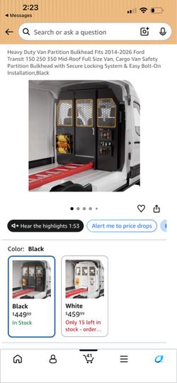 Heavy Duty Van Partition Bulkhead – Black