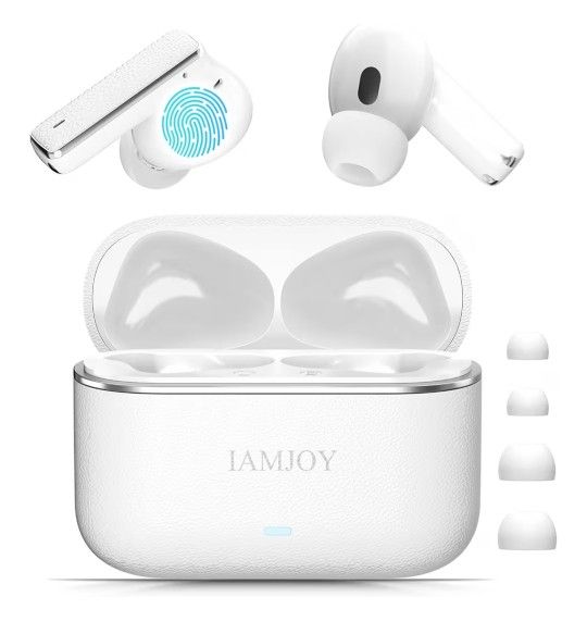 IAMJOY Language Translation Earbuds, 163 Language & Accents Two-Way Translator Device Built-in 6 Mics, 42dB Hybrid Dual Noise Cancelling Earbuds for T