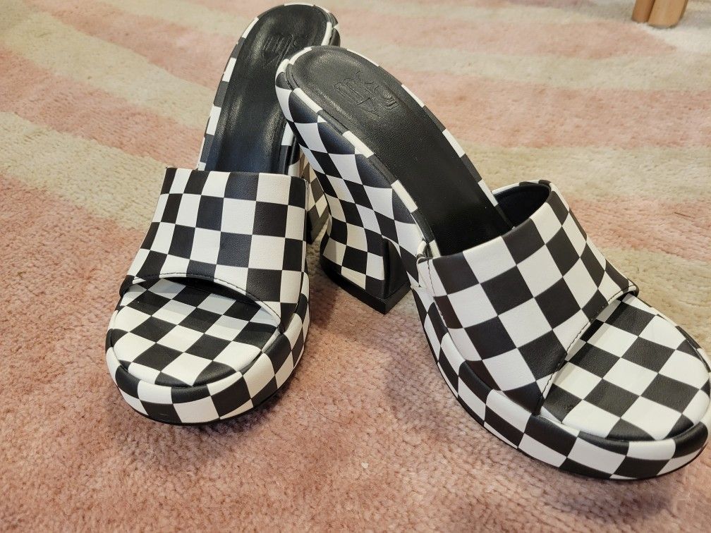 Checkered Block Heel