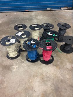 Assorted copper wire spools