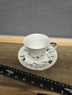 25th Anniversary Floral Porcelain Cup and Saucer Set