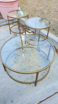 Glass coffee table and side stands