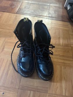 Dr. Martens Black Patent Leather Lace-Up Boots