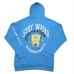 SpongeBob SquarePants Stay Wierd Men's Hoodie Sweater in Blue, Size Medium NWT!