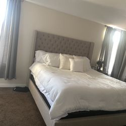 Beige king Bed Frame