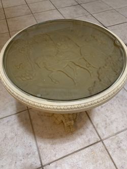 Vintage Asian Heavily Carved Resin Plant Table