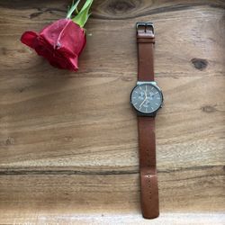 Skagen Watch (Mens) Brown Leather & Black/Charcoal Face