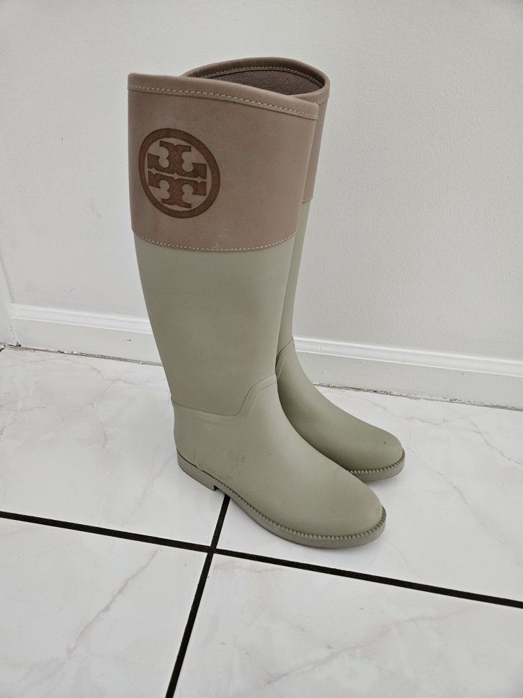 Tory Burch Rubber Rain Boots Size 8M (Like NEW) 