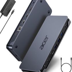 New-Acer Premium 13-in-1 Docking Station with 110W PD & Triple Monitor Support | Dual 4K HDMI and DP,5Gbps USB A/C,Gigabit Ethernet,Security Lock | La