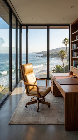 Free Delivery Hancock & Moore Leather swivel rolling chair