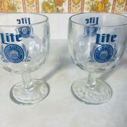 Vintage Miller Lite Beer Glass Goblets 