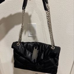 Quilted Black And Sliver Shoulder Bag
